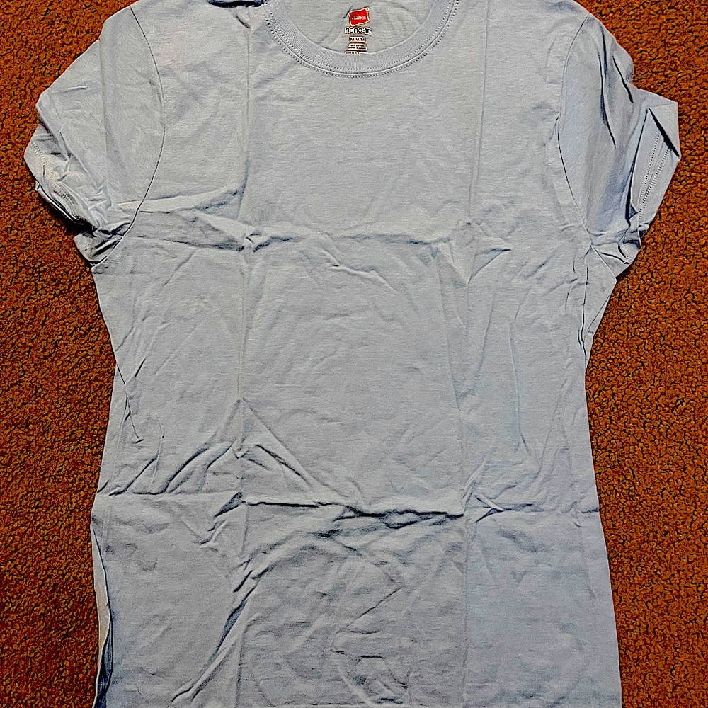 New Hanes Women’s Nano T. Size Medium. Light Blue.
